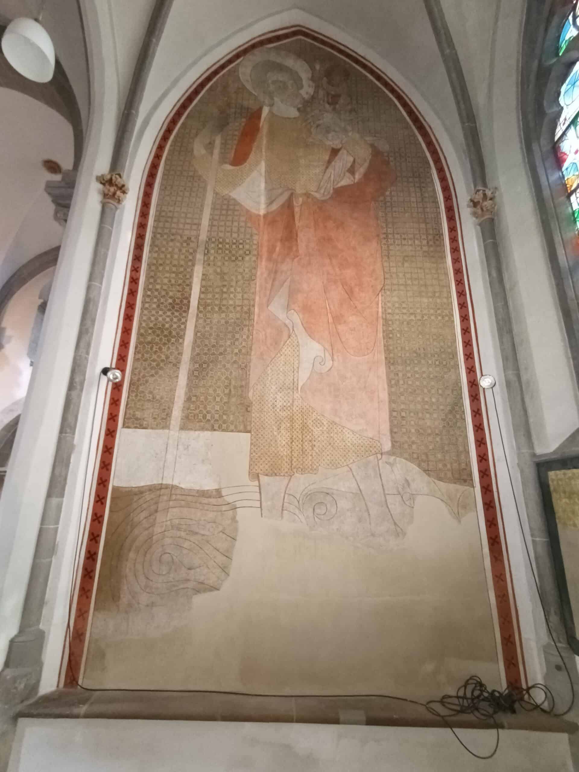 Historische Freskengalerie 142 Malereireste im Wandbogen – Köln · St. Andreas, fotografische Ansicht 1