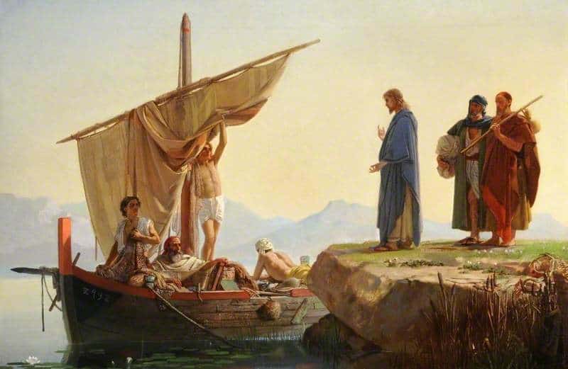 Jesus beruft die Apostel Jakobus und Johannes am See Genezareth
