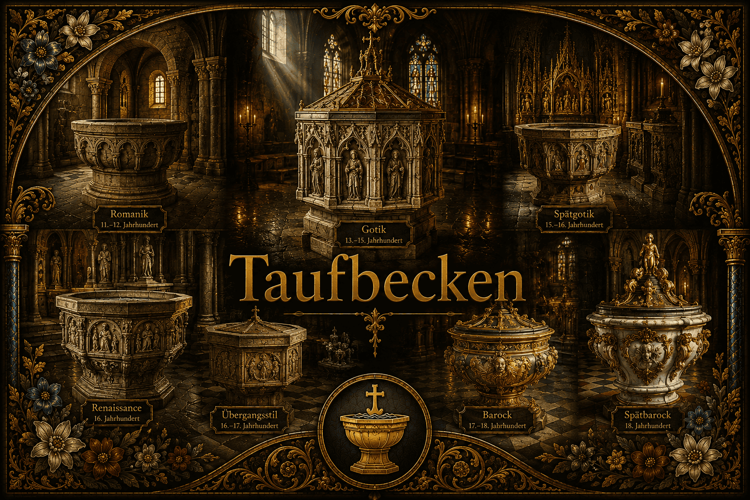 Titelbild der Themenseite Taufbecken und Taufsteine