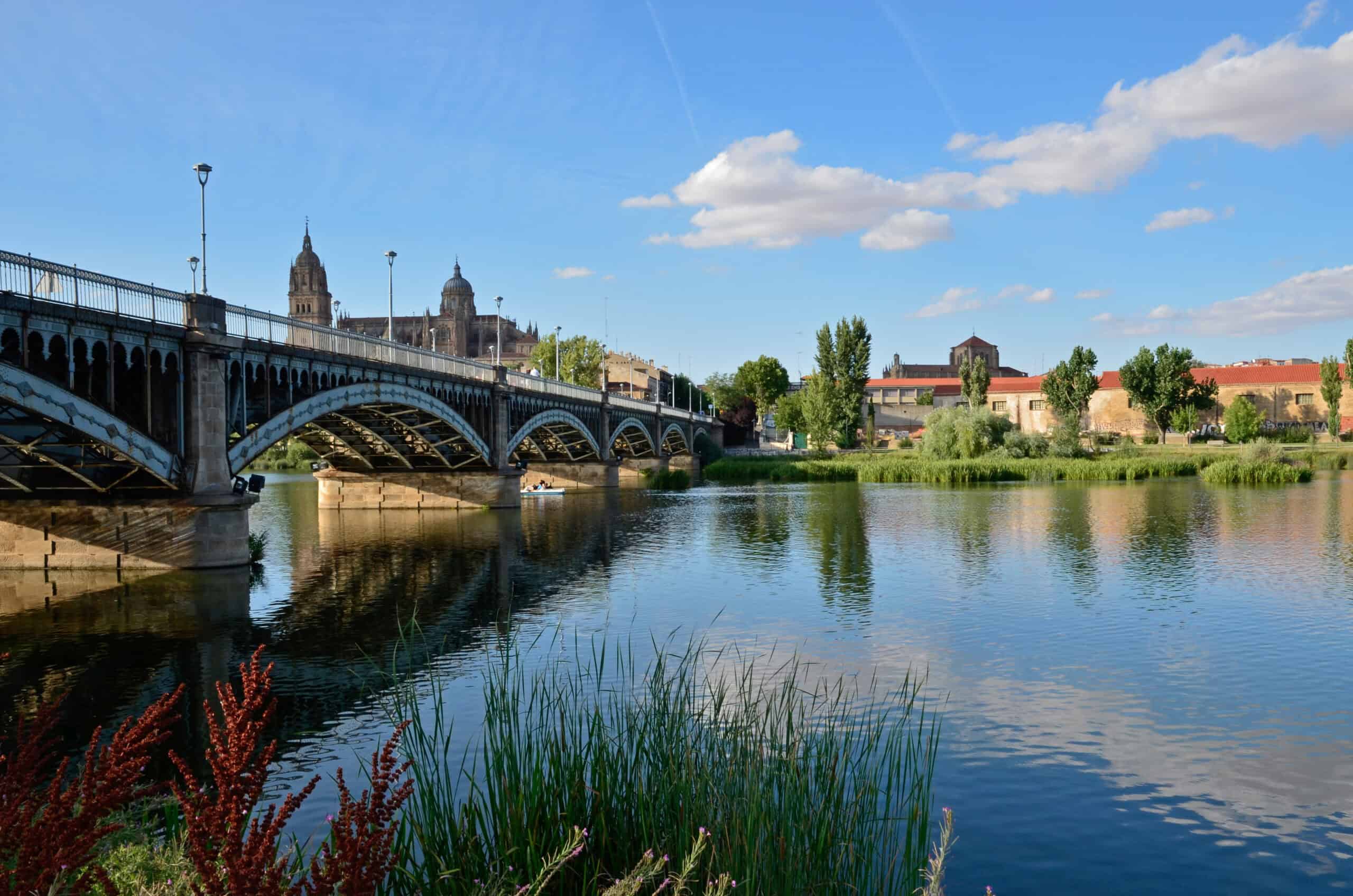 Kathedralviertel Salamancas und Brücke Enrique Estevan über den Tormes